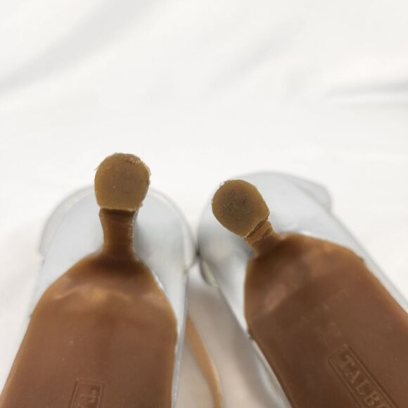 Talbots Silver Tone Metallic Strappy Stiletto Heel Ankle Strap Sandals Size 8.5 - Picture 7 of 13